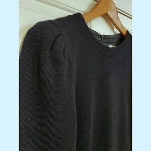 Vintage Connections Polka Dot Bow Pockets Knit Mini Dress Black Long Sleeve M 10